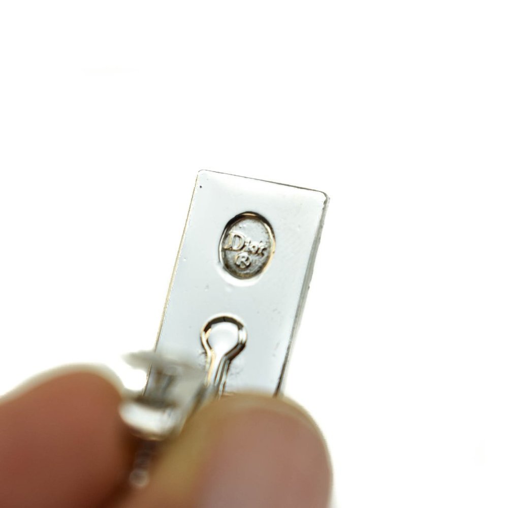 DIOR "Trotter 2": Light Pink & Silver Logo Earrings (ms) - Picture 4 of 6